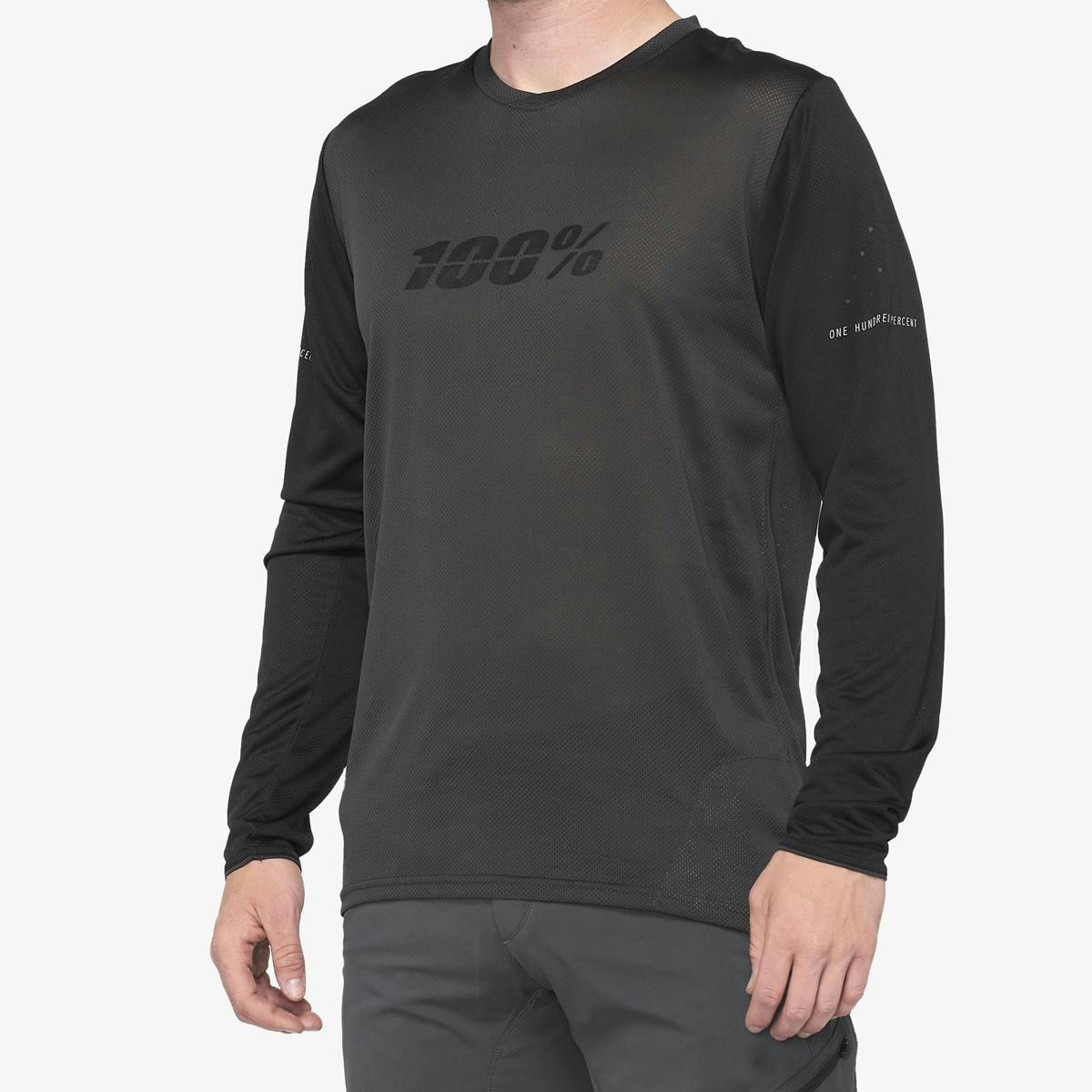 100% Ridecamp Long Sleeve Jersey - Black/Charcoal - Small
