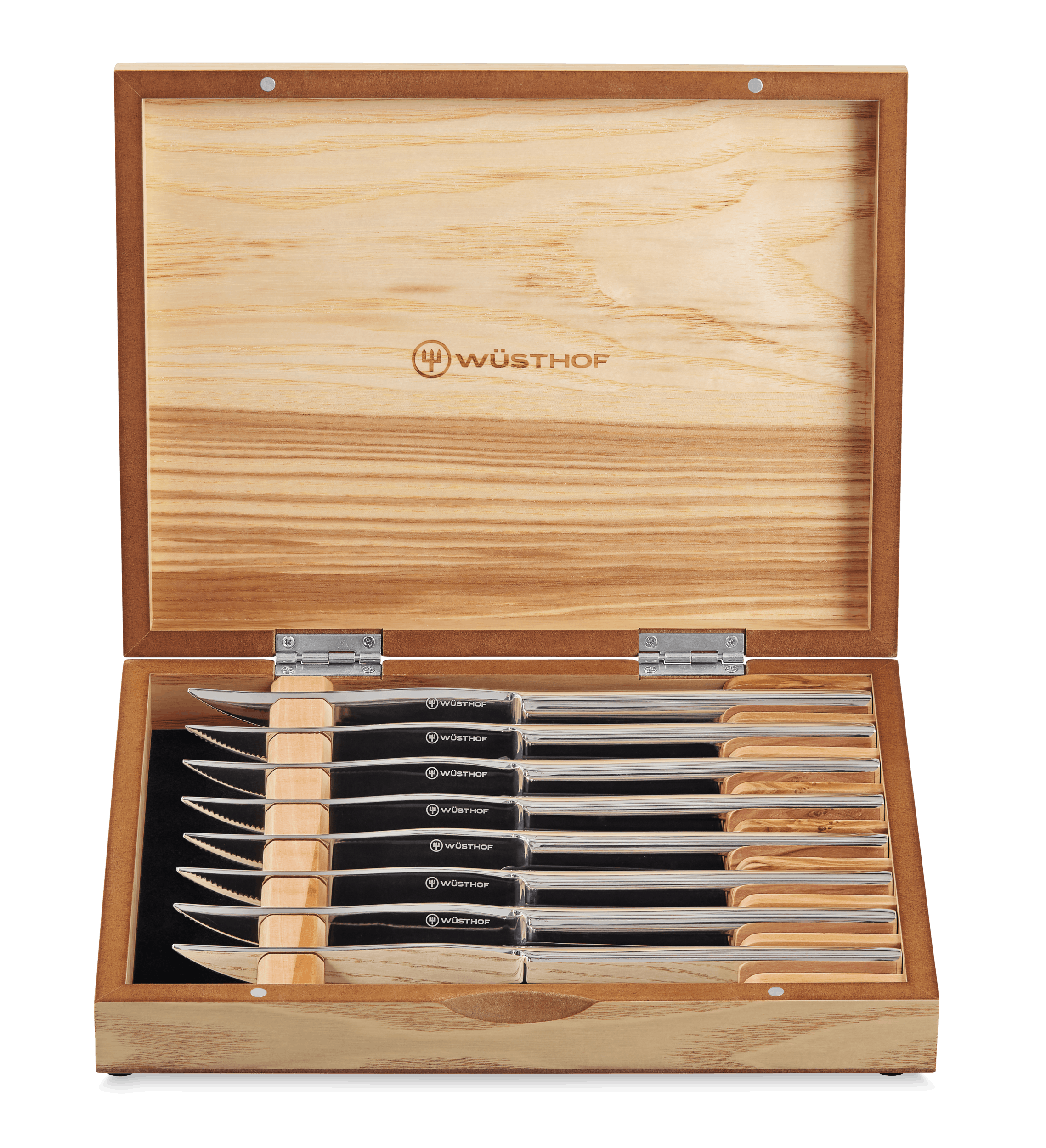 WÜSTHOF 8-Piece Stainless Steel Steak Knife Set | Olivewood