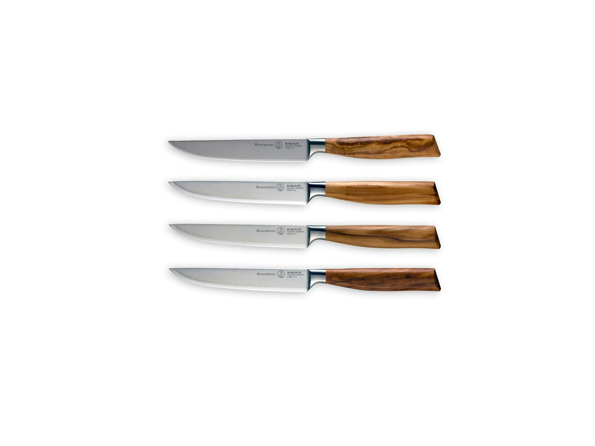 Messermeister Oliva Elite 4 Piece Fine Edge Steak Knife Set