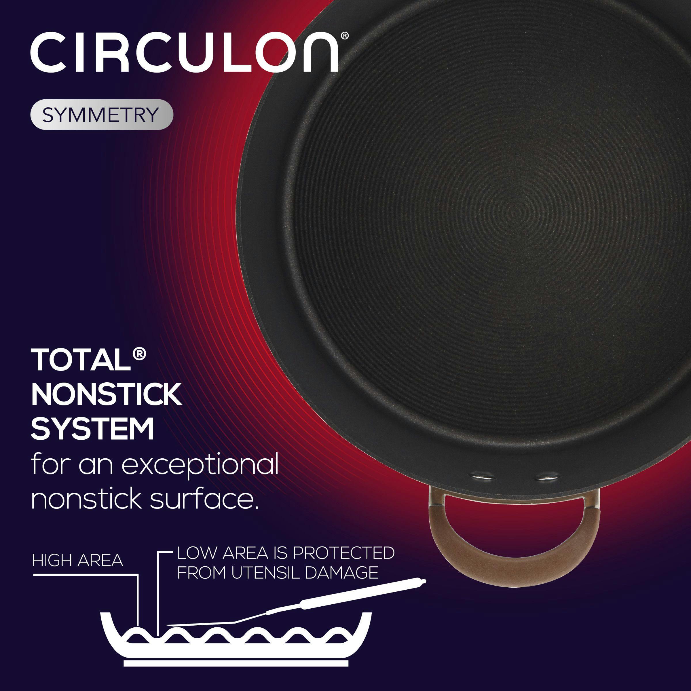 Circulon Symmetry Hard-Anodized Nonstick Induction Dutch Oven with Lid,  7-Quart, Chocolate