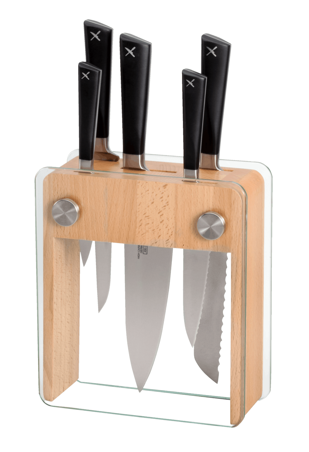 Mercer Zum Culinary 6-Piece Knife Block Set Beechwood & Glass
