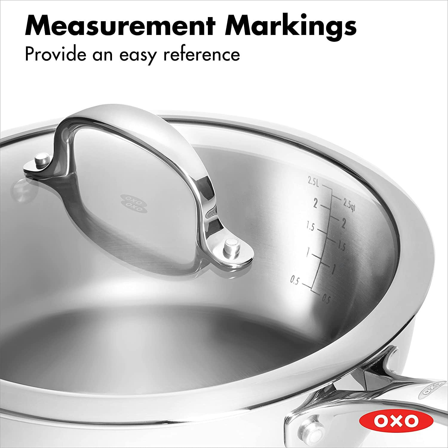 OXO Mira Tri-Ply Stainless Steel, 3.5 QT Covered Chef's Pan with Lid