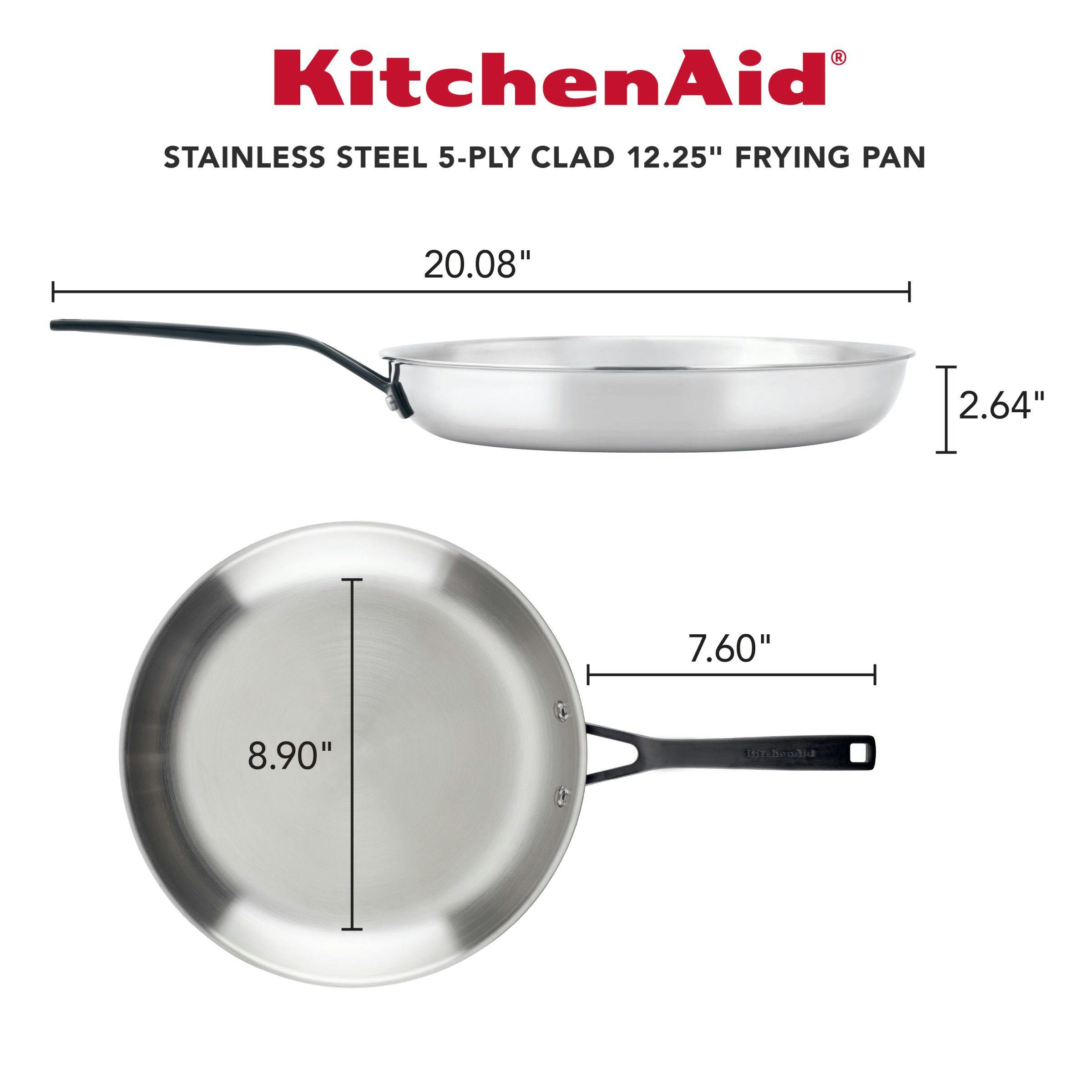 KitchenAid 5-Ply Clad Stainless Steel Induction Frying Pan, 12.25-Inch, Polished Stainless Steel