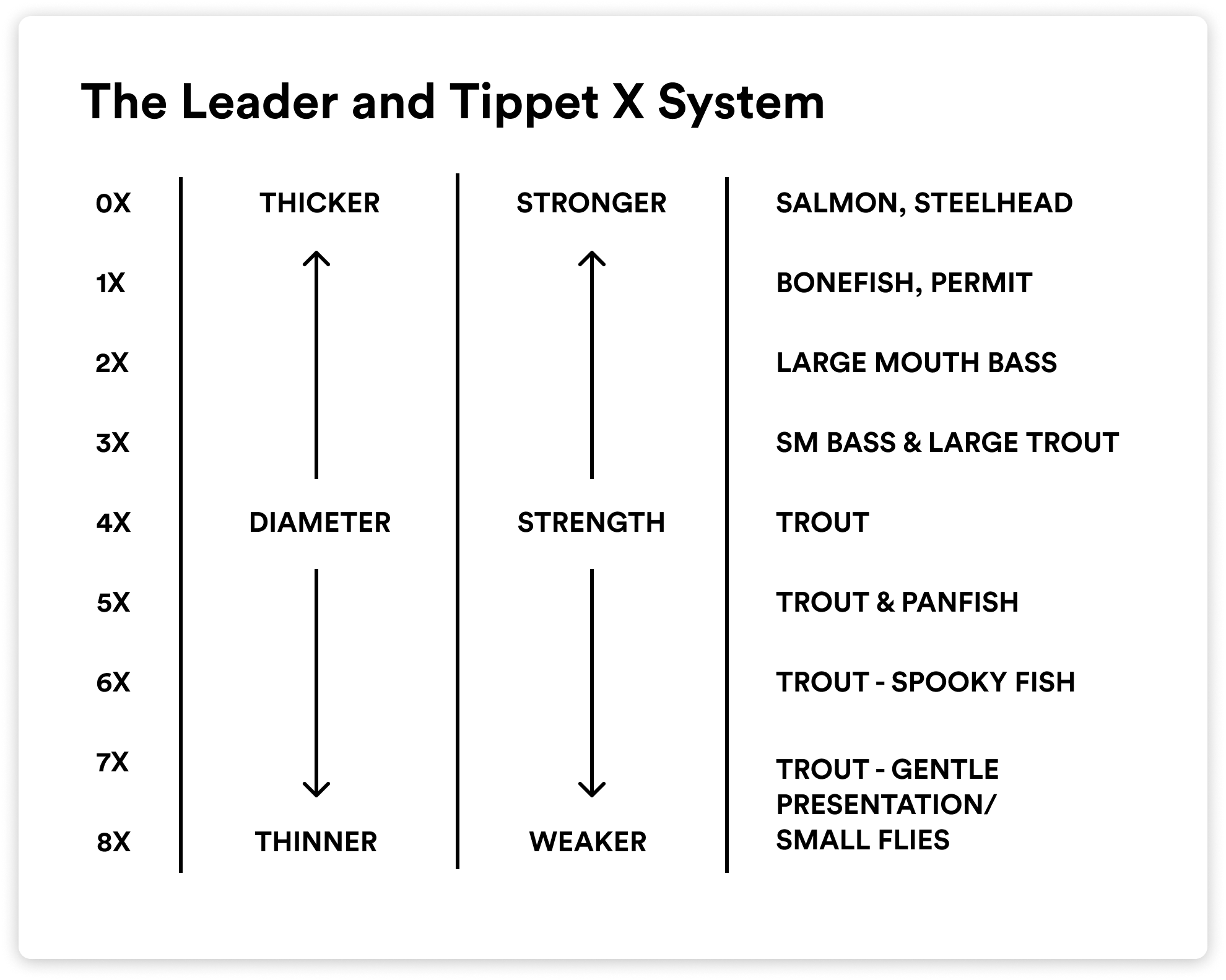 A diagram showing the leader and tippet system.