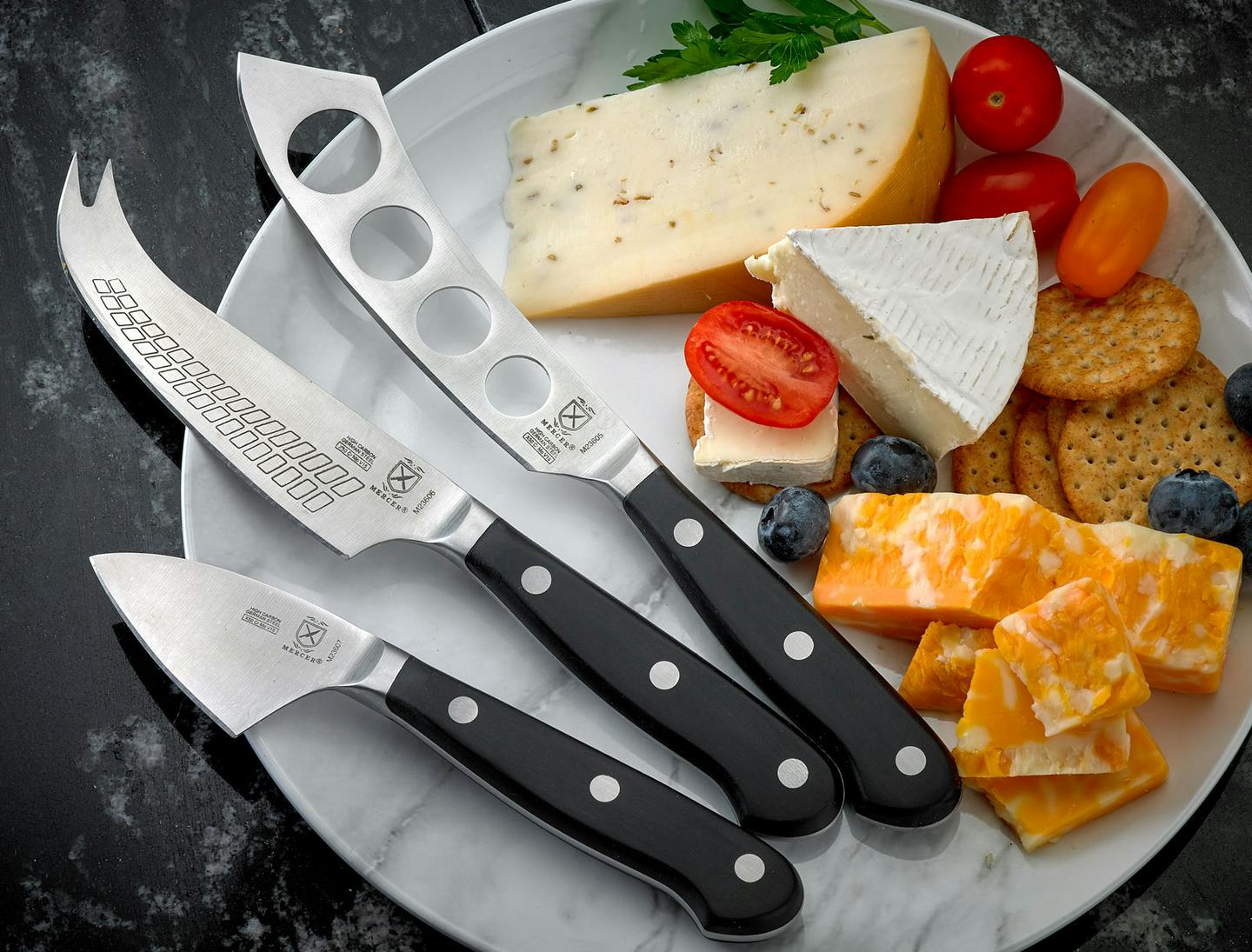 Mercer Culinary Renaissance 3-Piece Cheese Knife Set, POM Handle