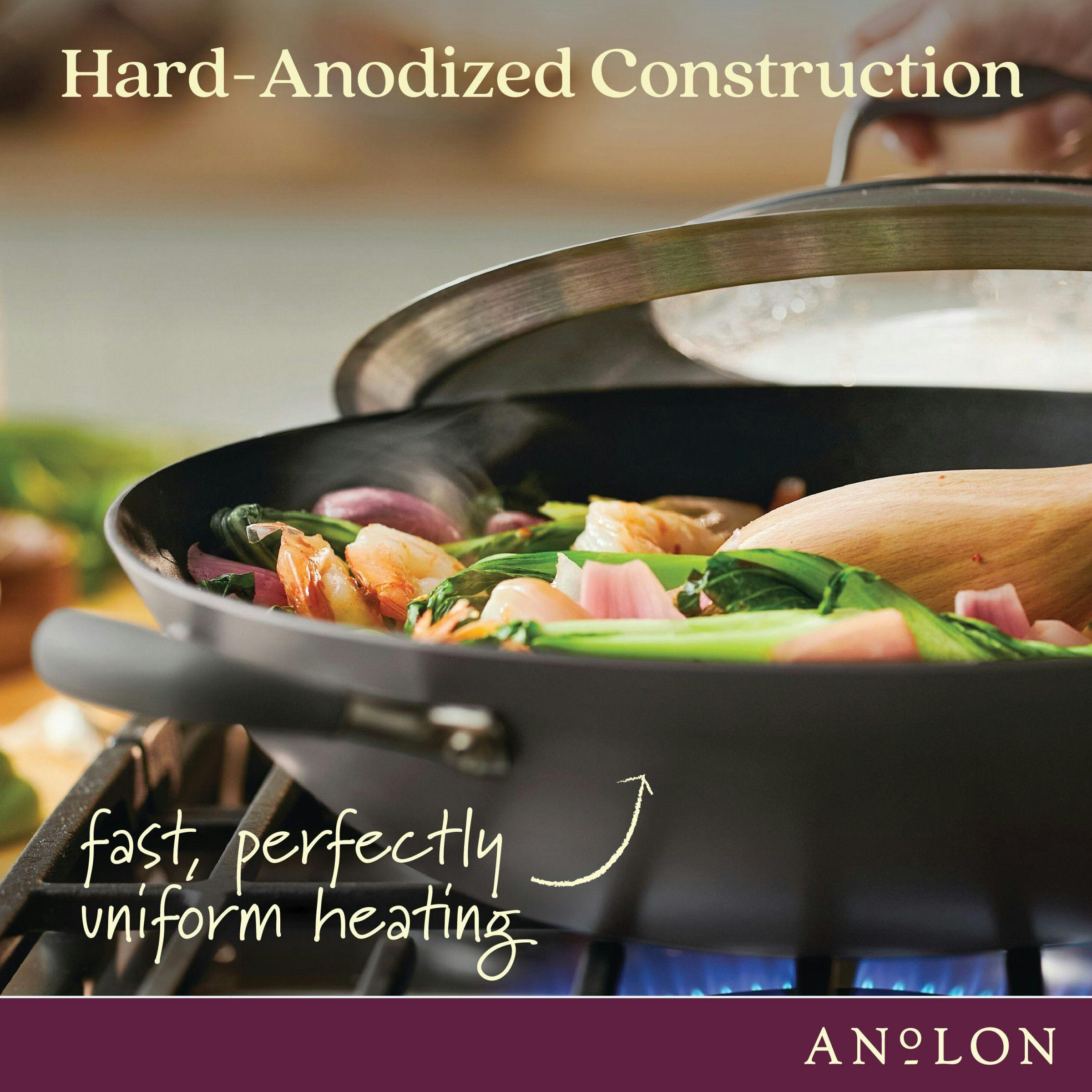 Anolon Advanced Home Hard-Anodized Nonstick Wok with Side Handles, Lid and Wooden Spoon, 14-Inch