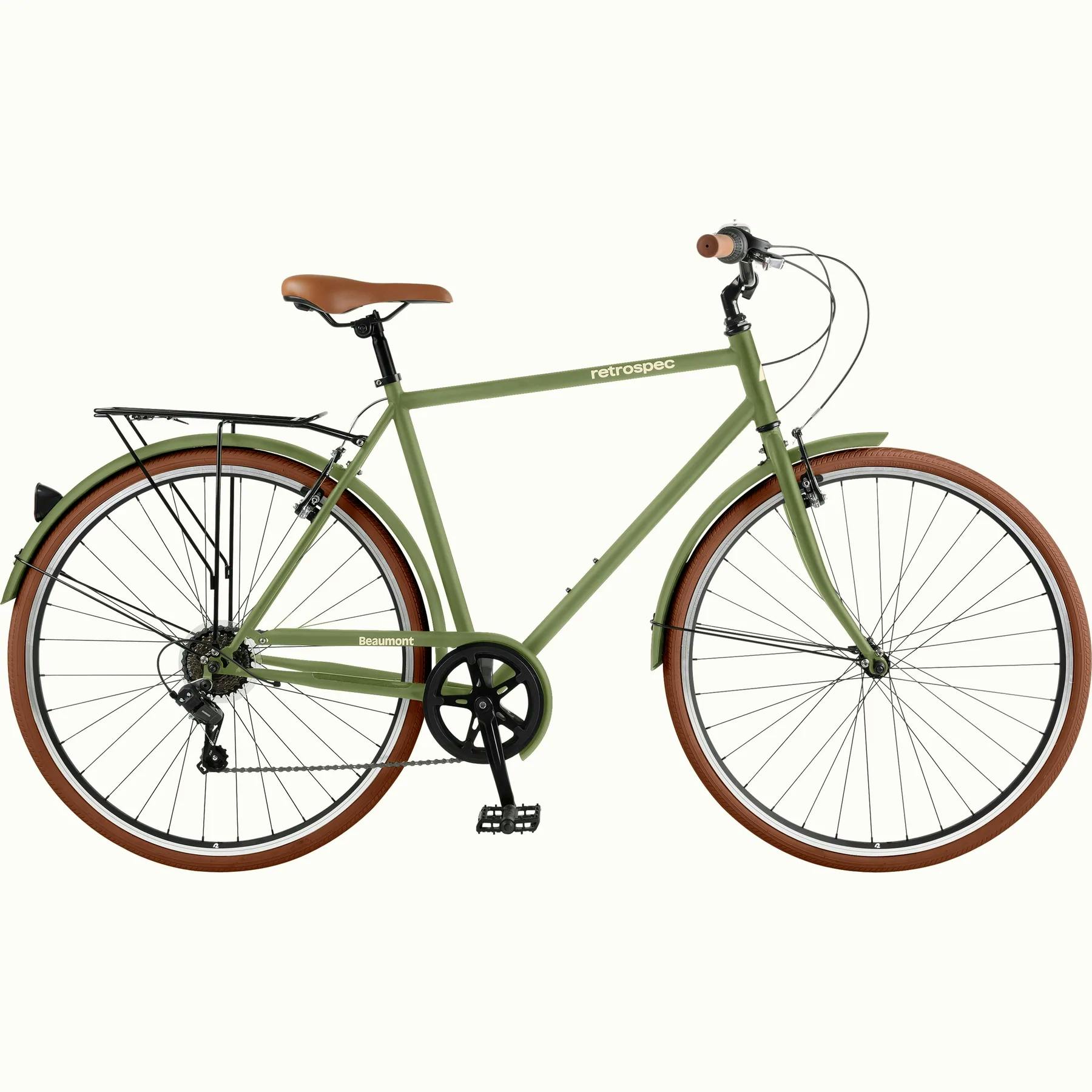Retrospec Beaumont 7 Speed Commuter Bike · Matte Olive Drab · M
