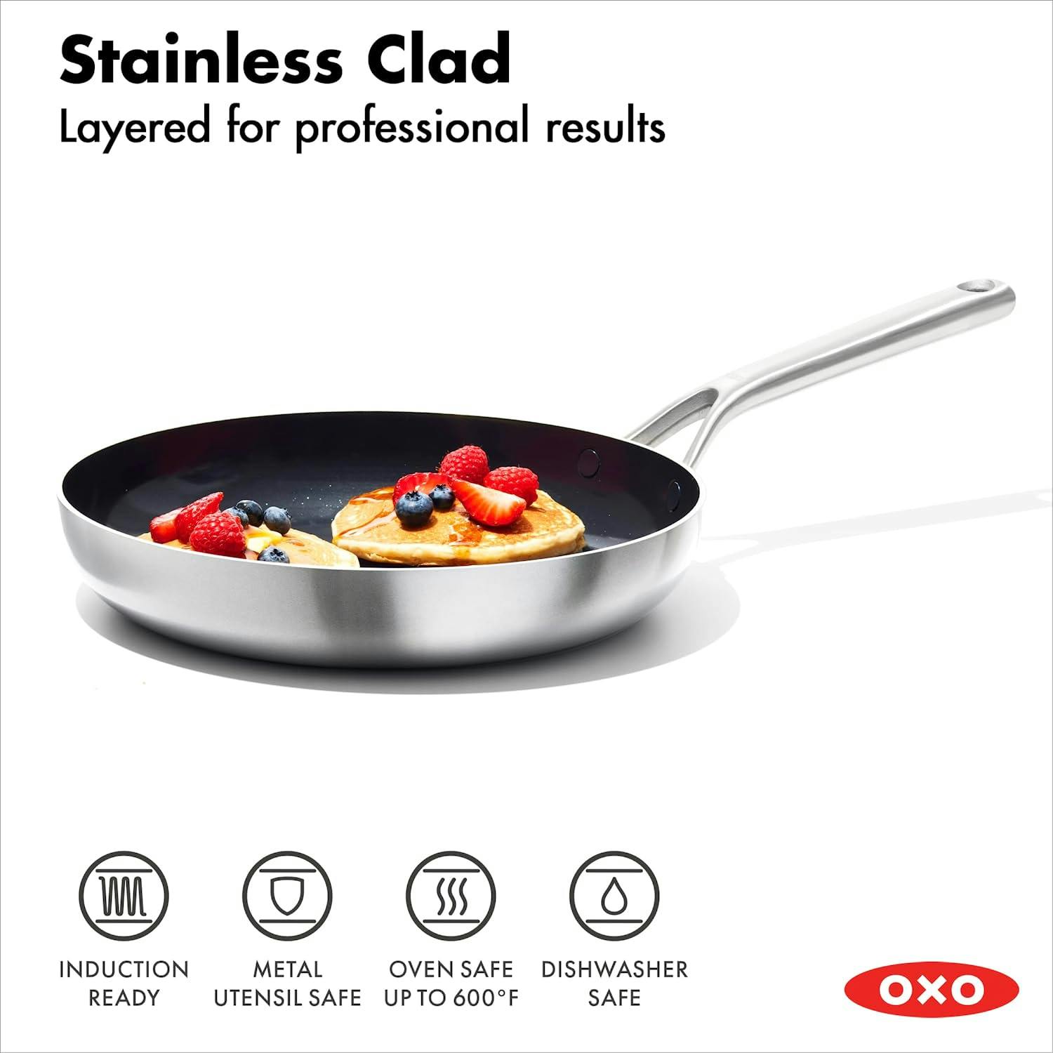 OXO Tri-Ply Stainless Mira Series 2-Piece Fry Pan Set, 8-Inch and 10-Inch