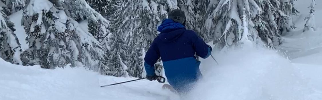 Photo of Curated Expert Wesley Bryden skiing with the Blizzard Brahma 88 Skis.