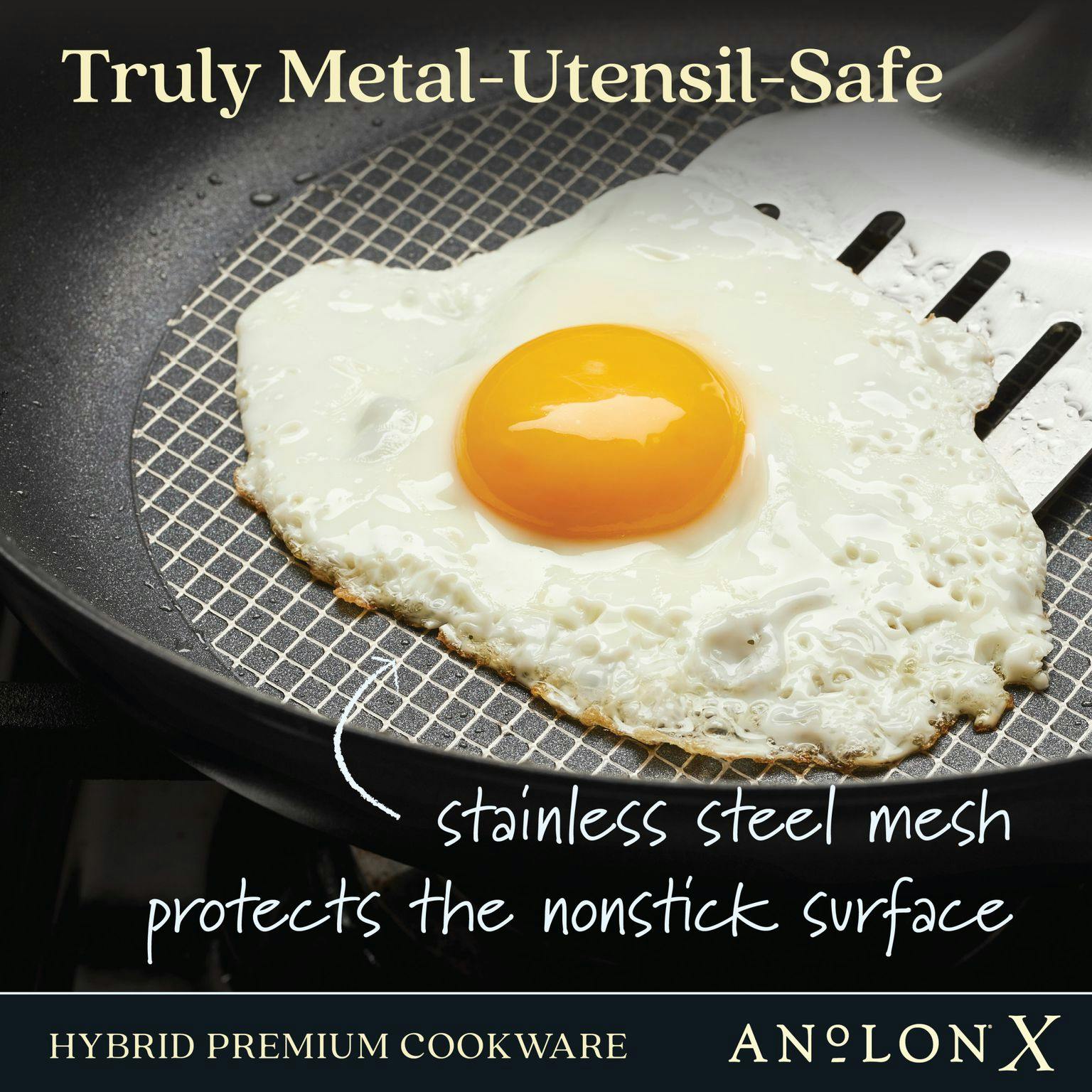 Anolon X Hybrid Nonstick Induction Frying Pan Twin Pack Set, 2-Piece, Super Dark Gray
