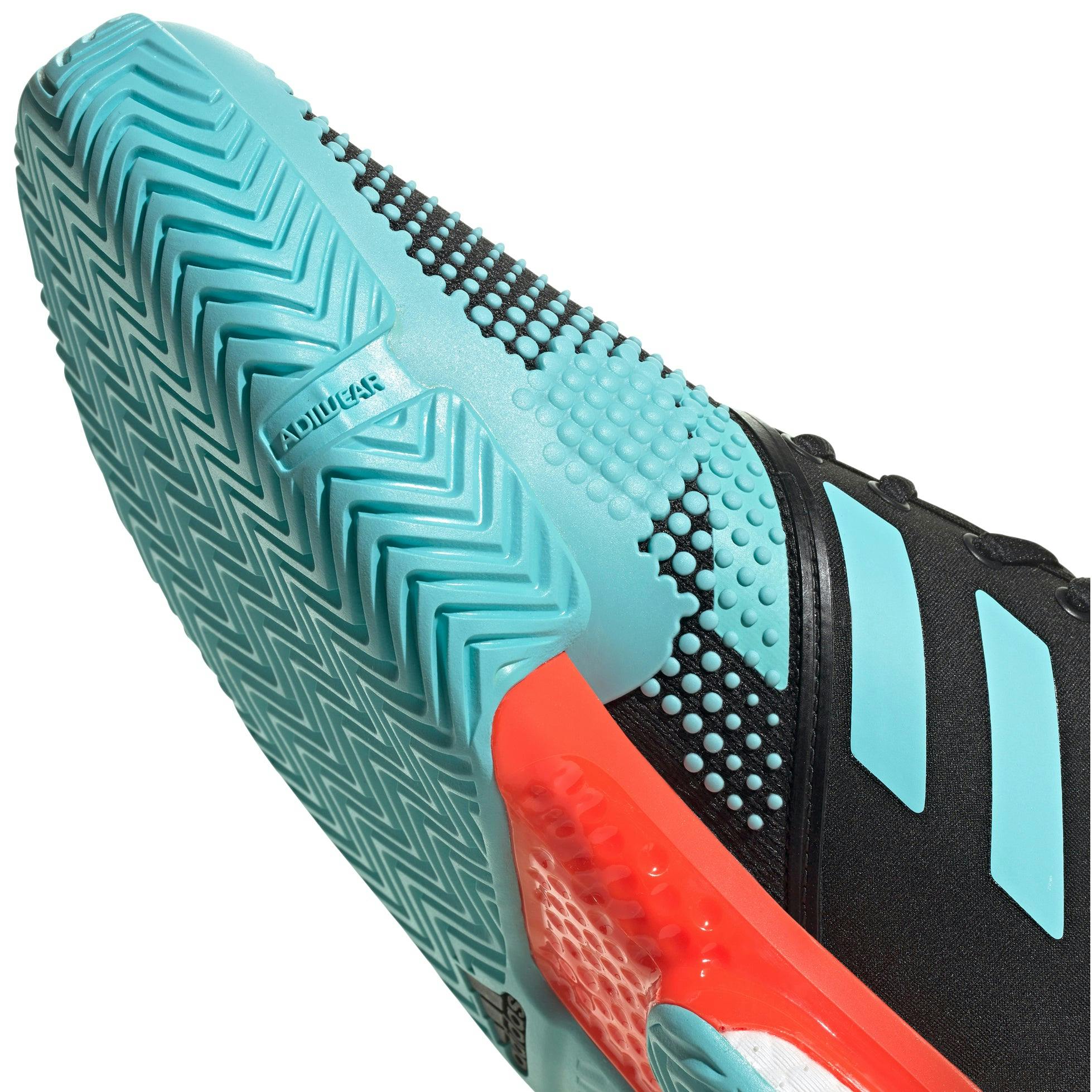 Adidas SoleCourt Primeblue Black Mens Tennis Shoes - BK/AQUA/RD 001 / D Medium / 9.5