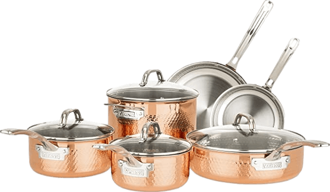 Viking Copper Clad 3-Ply Hammered, 10 Piece Set