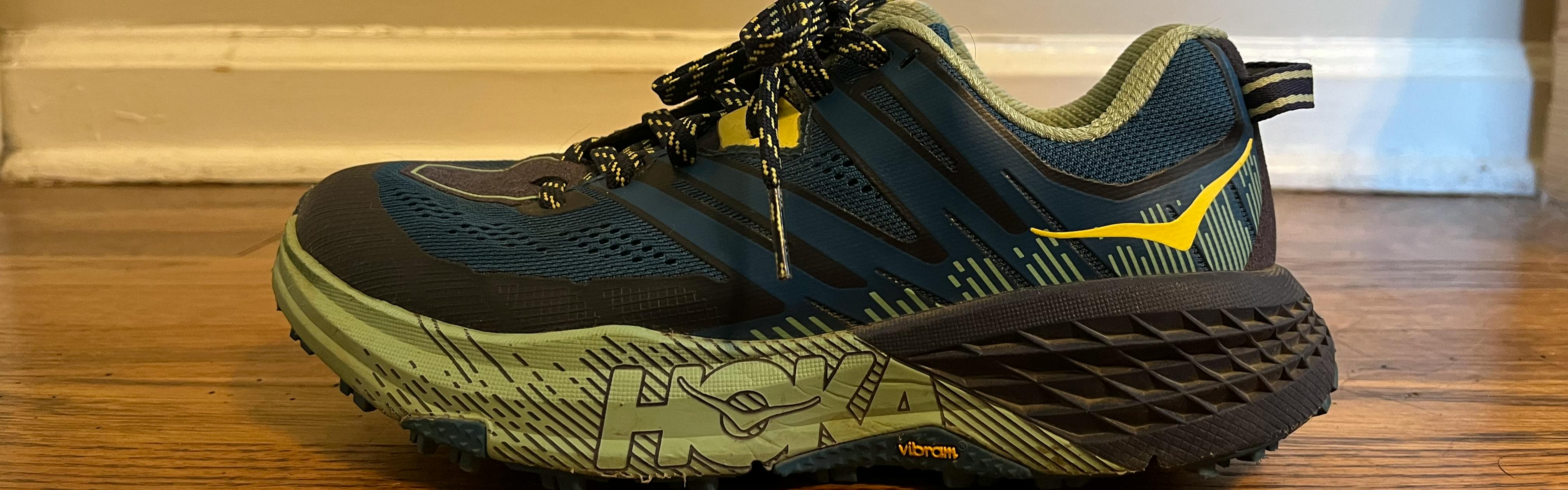 Side profile of the Hoka One One Speedgoat 3 Trail Running Shoes.
