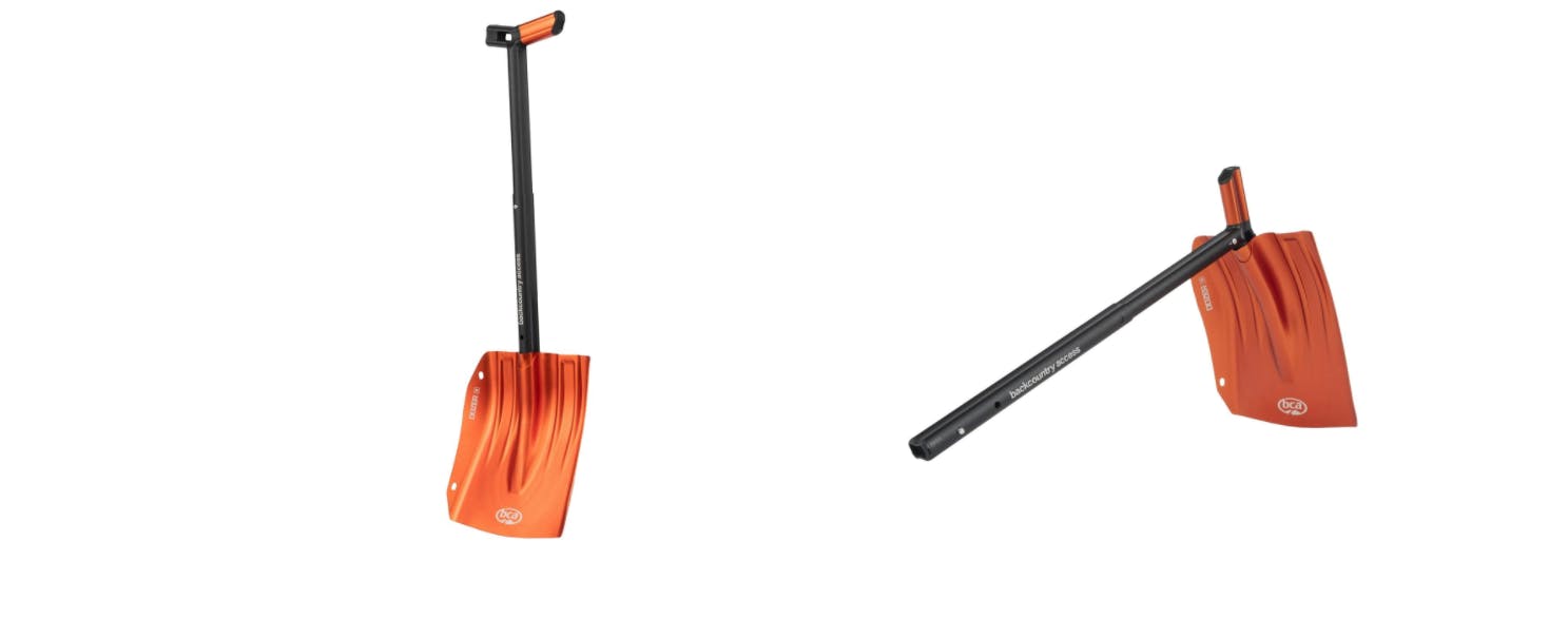 BCA Dozer Shovel shown in both regular mode and hoe mode. 